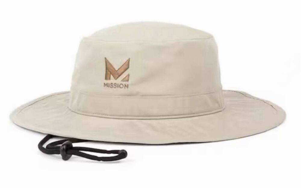 NWT Mission Khaki Cooling UPF 50 Wide Brim Boonie Drawstring Unisex Bucket Hat